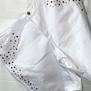 Ashley Stewart White Denim Bermuda Shorts